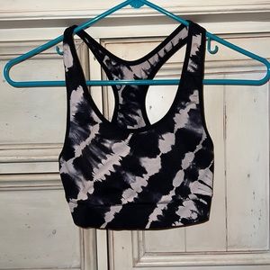 navy & white tie-dye sports bra